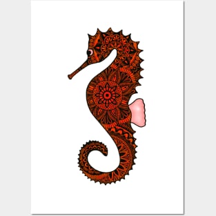 Seahorse (orange) Posters and Art